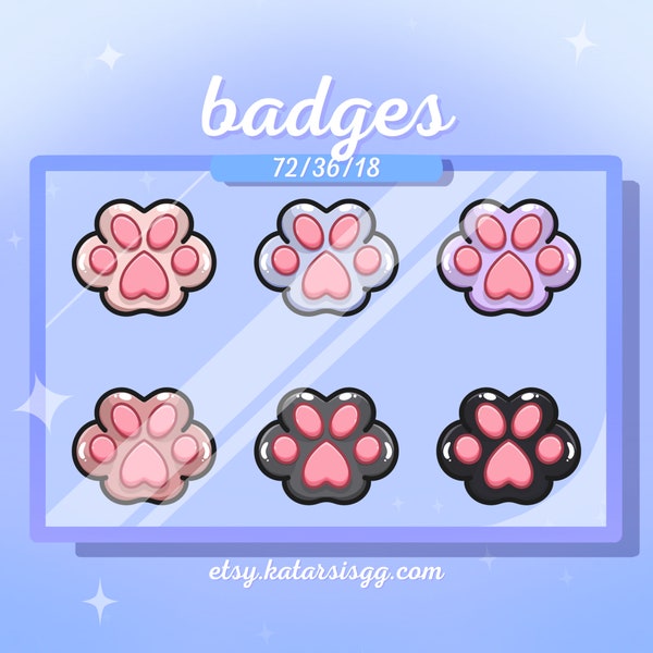 Twitch | Sub Badges | Paw Dog Cat  | Cute | 6