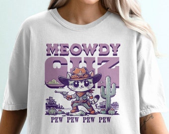 Camiseta de gato maullador: regalo para los amantes de los gatos vaqueros del oeste
