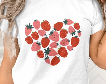 Strawberry Shirt Strawberry Clothes Strawberry Top Garden Shirt Aesthetic Clothing Cottagecore Clothes Botanical Shirt Strawberry Print