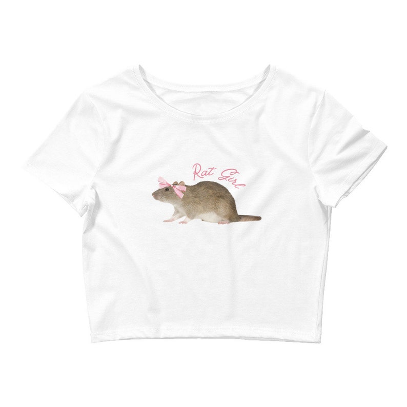 Rat Girl Pink Ribbon Bow Coquette Baby Tee, Coquette Crop Tee, Coquette