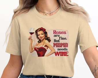 Camiseta retro "Mamá necesita vino": camiseta vintage para amantes del vino