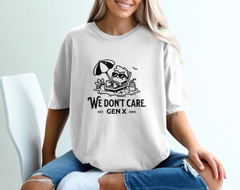 T-shirt « On s'en fiche » de la génération X : illustration rétro de plage