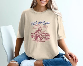 T-shirt « On s'en fiche » de la génération X : illustration rétro de plage