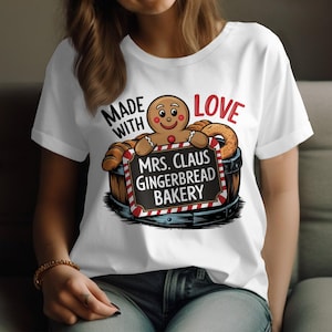 Gemacht mit Liebe Lebkuchen Bäckerei Lustiges Weihnachten Shirt Niedliches Urlaub T-Shirt Weihnachtsgeschenk Lebkuchen-Mann-Shirt
