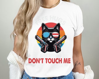 Camiseta divertida de gato: Abrazos gratis - No me toques - Regalo novedoso