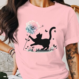 Cat and Flower Bouquet Graphic Tee, Cat Gift, Cat Lover Gift