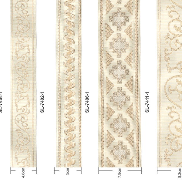 Ruban de garniture en tissu, ruban de garniture de rideau, ruban de garniture d'oreiller, garniture beige, vendu par mètre.