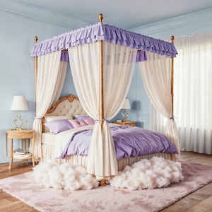 Bedroom summer dust curtain, color matching bed curtain, bed curtain, queen size bed curtain, home decoration, bedroom bed decoration.