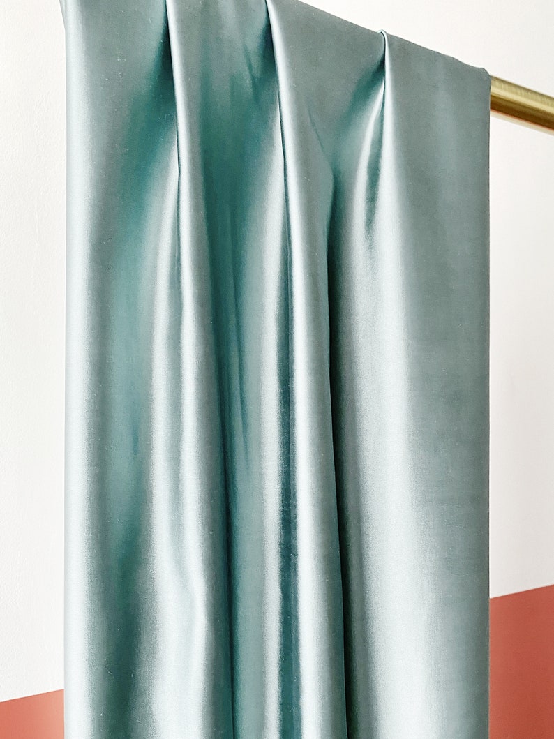 A Pair of Blue Silk Curtains That Can Be Customized to an Etsy