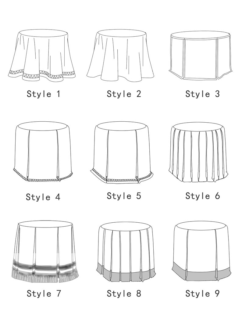 Round White Cotton Table Skirt, Custom Ruffled Tablecloth, Ivory Table