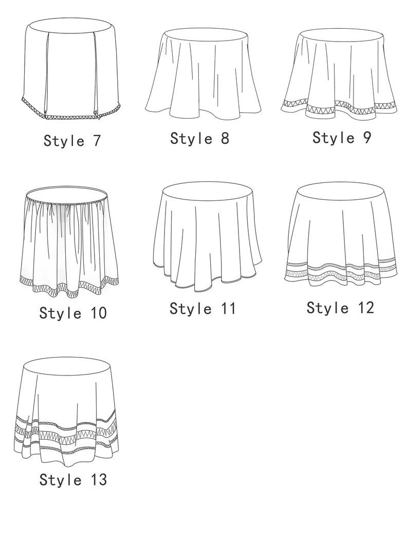 Tablecloth Drawring Custom Round Table Skirt, Linen Tablecloth With Stripe Border, Floor ...