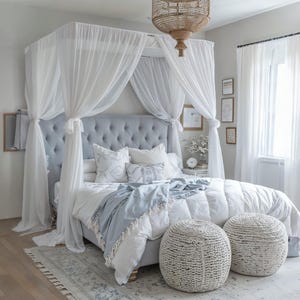 Handmade, blue gauze mosquito nets, bed decorations, bedroom decorations, shelter mosquito nets, large mosquito nets.