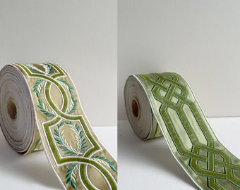 Green velvet cotton trim, curtain trim, throw pillow trim, decorative ribbon.