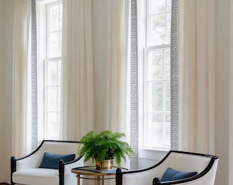 Full-blackout Custom Linen Curtains With Embroidered Ribbons | Double Pinch Pleats | Blackout Lining