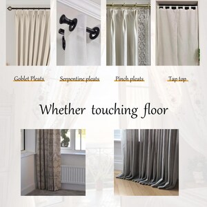 Cortinas de lino a medida totalmente opacas con cintas bordadas / Pliegues dobles / Forro opaco imagen 5