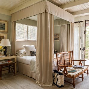 Cotton and linen bed canopy, queen size bed canopy, handmade, privacy canopy, customizable size, solid color bed canopy.