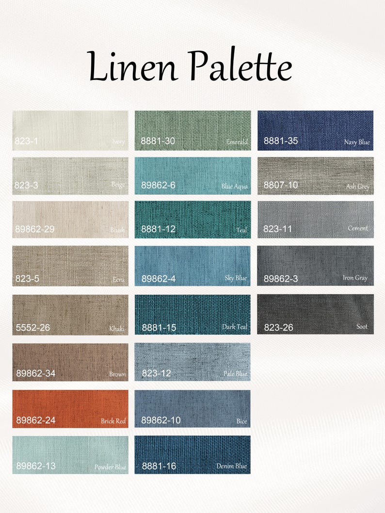 Cortinas de lino a medida totalmente opacas con cintas bordadas / Pliegues dobles / Forro opaco imagen 7