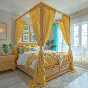 Handmade linen bed valance, handmade, queen size bed valance, bedroom accessories, blackout curtains.
