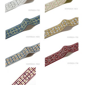 Cortinas de lino a medida totalmente opacas con cintas bordadas / Pliegues dobles / Forro opaco imagen 9