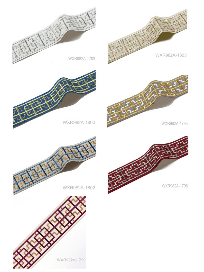 Cortinas de lino a medida totalmente opacas con cintas bordadas / Pliegues dobles / Forro opaco imagen 9