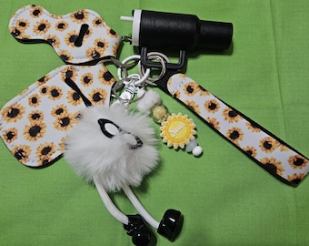 Sunflower Keychain Set with Lanyard & Safety Accessories