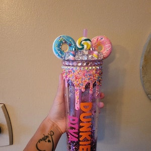 18 oz Candy snow globe tumbler/made to order