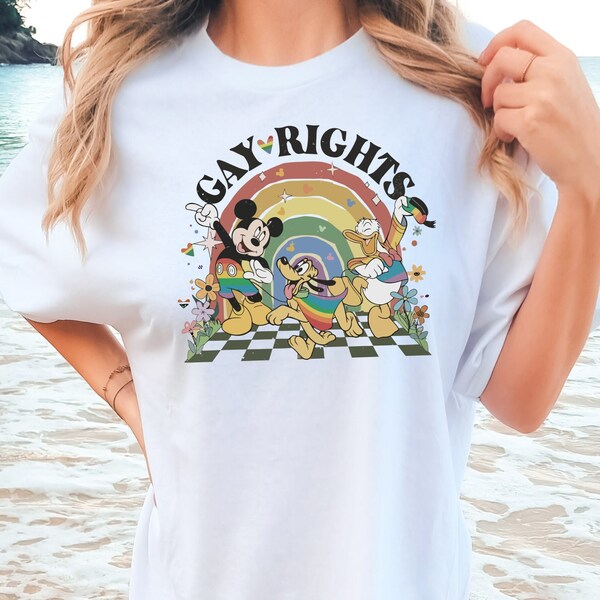 Rrobaшka Comfort Colors® Mickey & Friends LGBT Pride, Disney LGBT Rights, Футболка ЛГБТ, Микки Плутон и Дональд, гей-лесбийская рубашка Disneyworld Gay