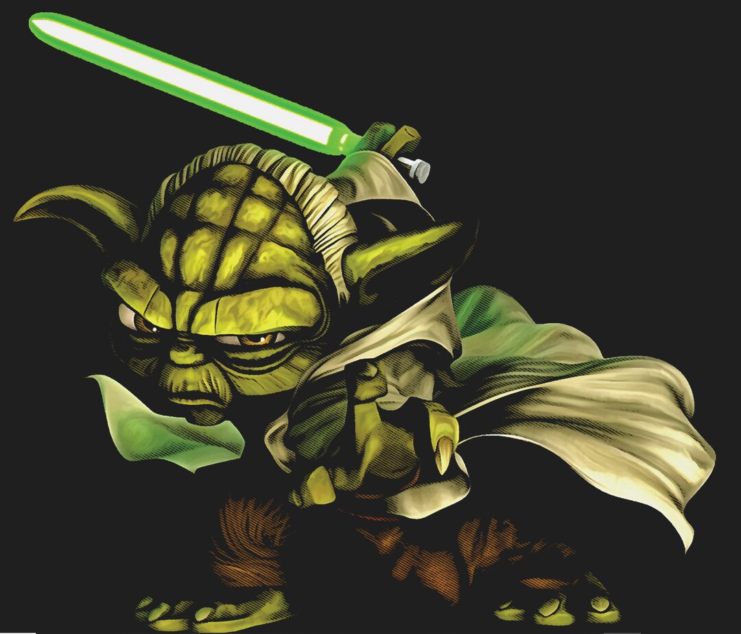 Baby Yoda Fight Stance Png Yoda Master Green Weapon Ready to Etsy