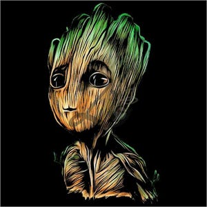 Groot Cartoon Fun Kids Pencil Art PNG Small Cartoon character Groot png download for dark garments