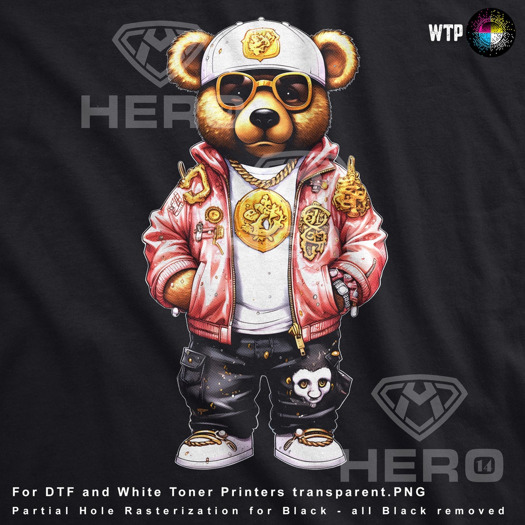 Gangster Teddy Bear Wearing a Pink Jacket 300dpi PNG DTF - Etsy