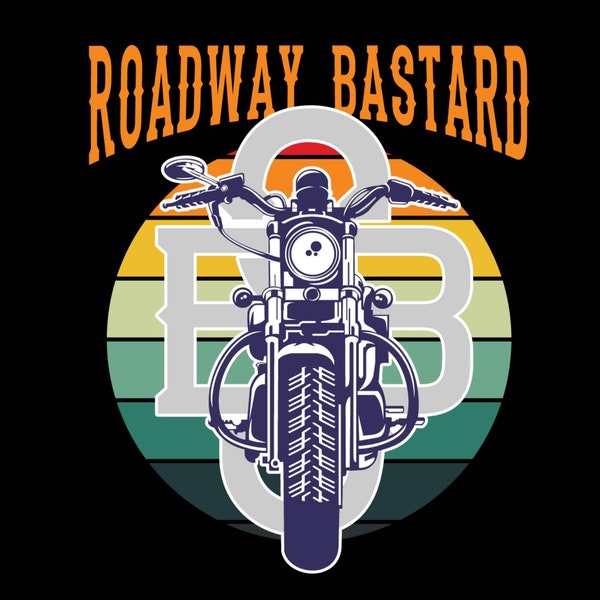 Roadway Bastard Motorcycle Front View Design - Edgy Biker Gear Print | Unique Motorcycle Apparel for the Rebel Rider