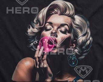 Marilyn Monroe Blowing Bubbles Marilyn Monroe Art Marilyn pink Bubble Gum Png Monroe fun adult gift for her idea png download