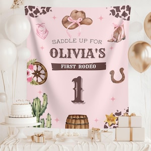 First Rodeo Birthday Tapestry: Wild West Cowgirl Party Backdrop