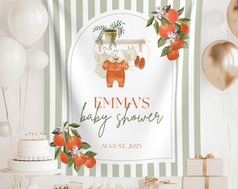 Citrus Baby Shower Tapestry: Little Cutie Banner, Orange Theme