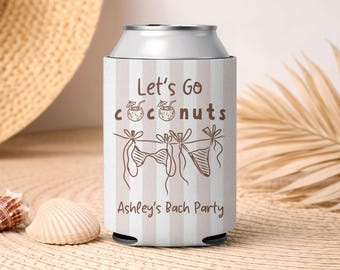 Let's go Coconuts Personalisierte Dosenkühler, Tropische Bachelorette Benutzerdefinierte Getränkehülle, Bachelorette Party Favors