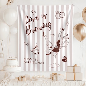 Custom Bachelorette Party Tapestry: Love is Brewing Bridal Shower Decor