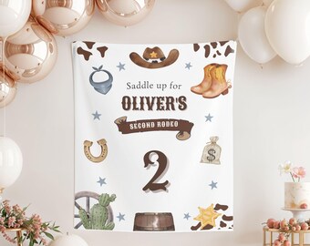 Second Rodeo Birthday Banner: Wild West Cowboy Party Decor