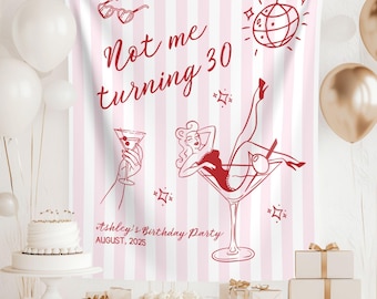 Custom 30th Birthday Tapestry Banner: 'Not Me Turning 30' Party Decor