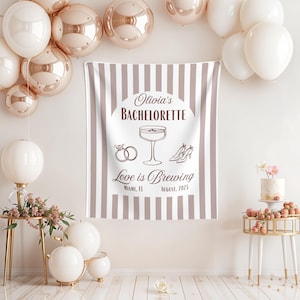 Custom Bachelorette Party Tapestry: Love is Brewing Bridal Shower Decor