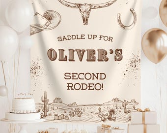 Second Rodeo Birthday Tapestry: Wild West Cowboy Party Backdrop