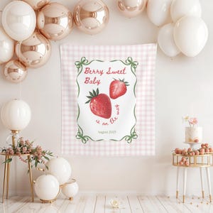 Berry Sweet Baby Is On The Way, Strawberry Baby Shower Banner, Personalized Fabric Baby Banner