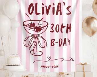 Custom 30th Birthday Banner: Photo Booth Backdrop, Party Decor