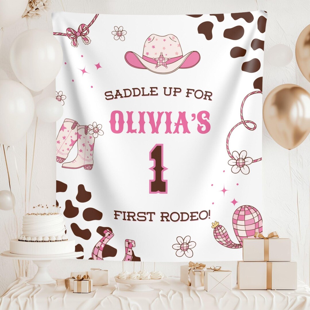 First Rodeo Banner First Rodeo Birthday Banner: Wild West Cowgirl Party Backdrop - Etsy