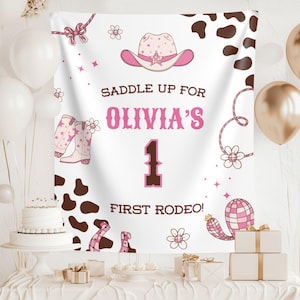 First Rodeo Birthday Banner: Wild West Cowgirl Party Backdrop