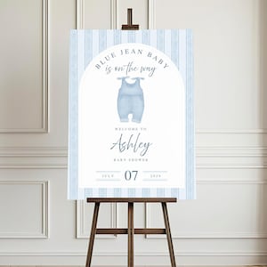 Denim Baby Shower Welcome Sign: Editable Canva Template (Digital Download
