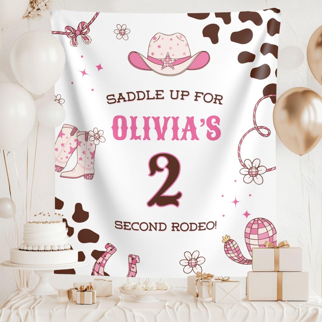Second Rodeo Birthday Banner: Cowgirl Western Party Tapestry - Etsy