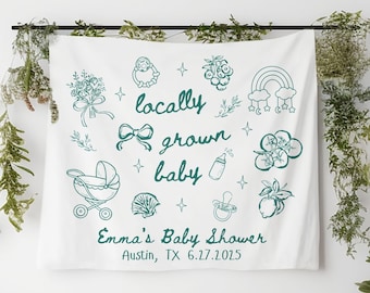Banner para bebé de cultivo local, tapiz personalizado para baby shower de mercado agrícola