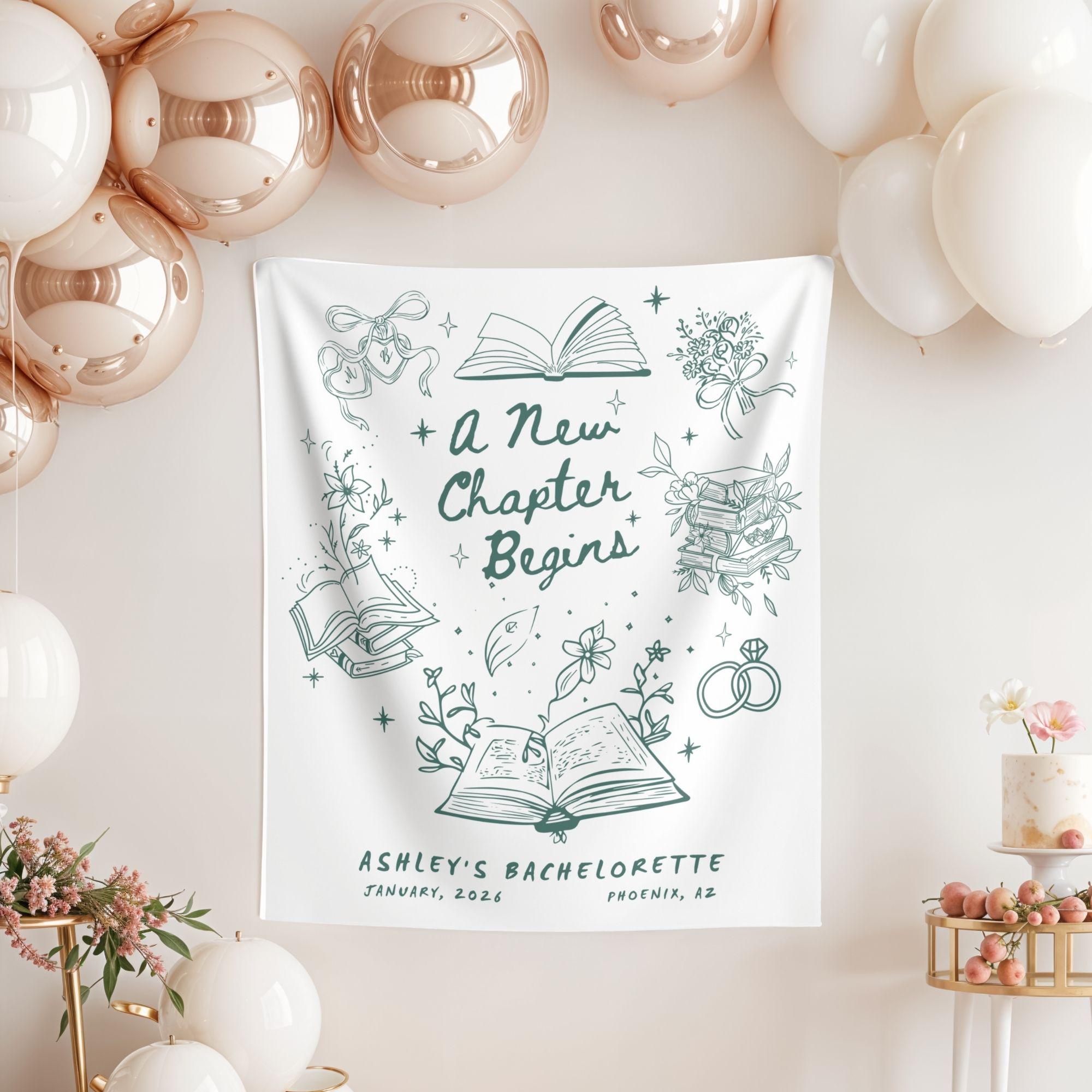 A New Chapter Begins Bachelorette Party Banner, Storybook Bridal Shower ...