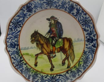 Prato P.B. (Porquier-Beau) Quimper: Velho bretão a cavalo, por volta do final do século XIX.