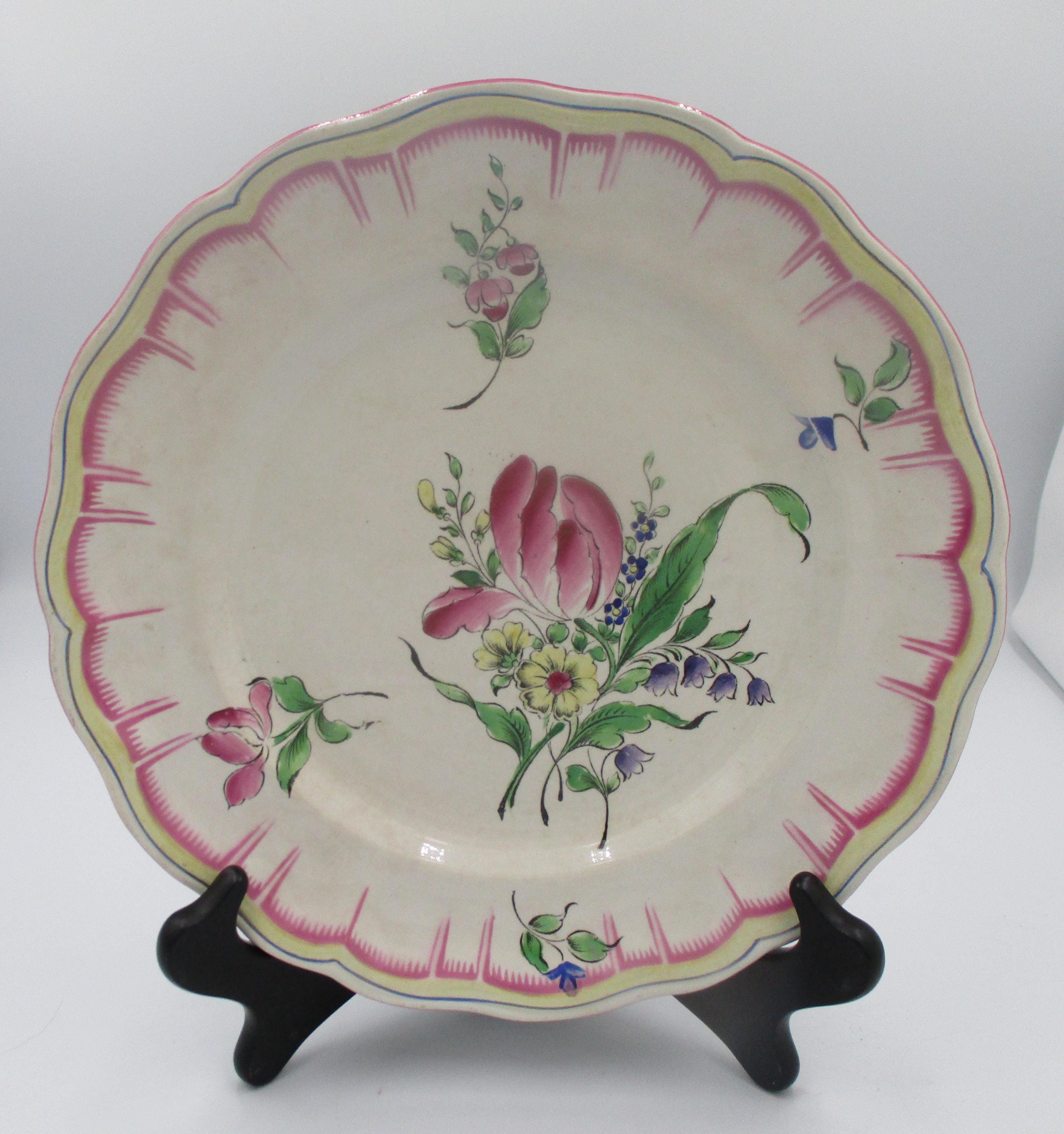 Lunéville　K&G　CHINA　手書きのプレート K&G Luneville リュネヴィル BLEVET ディナー皿 平皿 φ23cm フランス